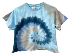 Moonstone Blue Tie-Dye Cropped Unisex Tee