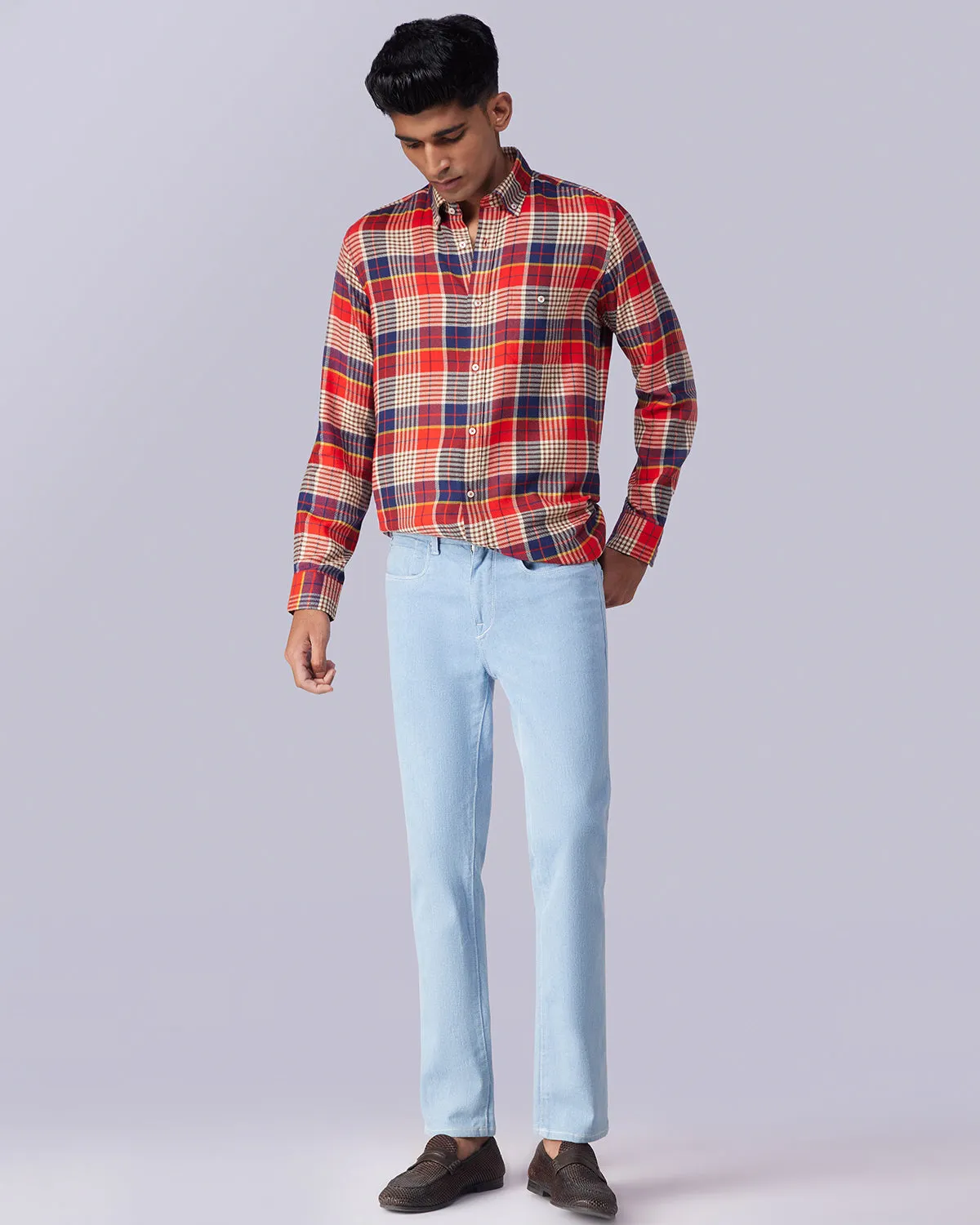 Multicoloured Brushed Twill Checked Shirt