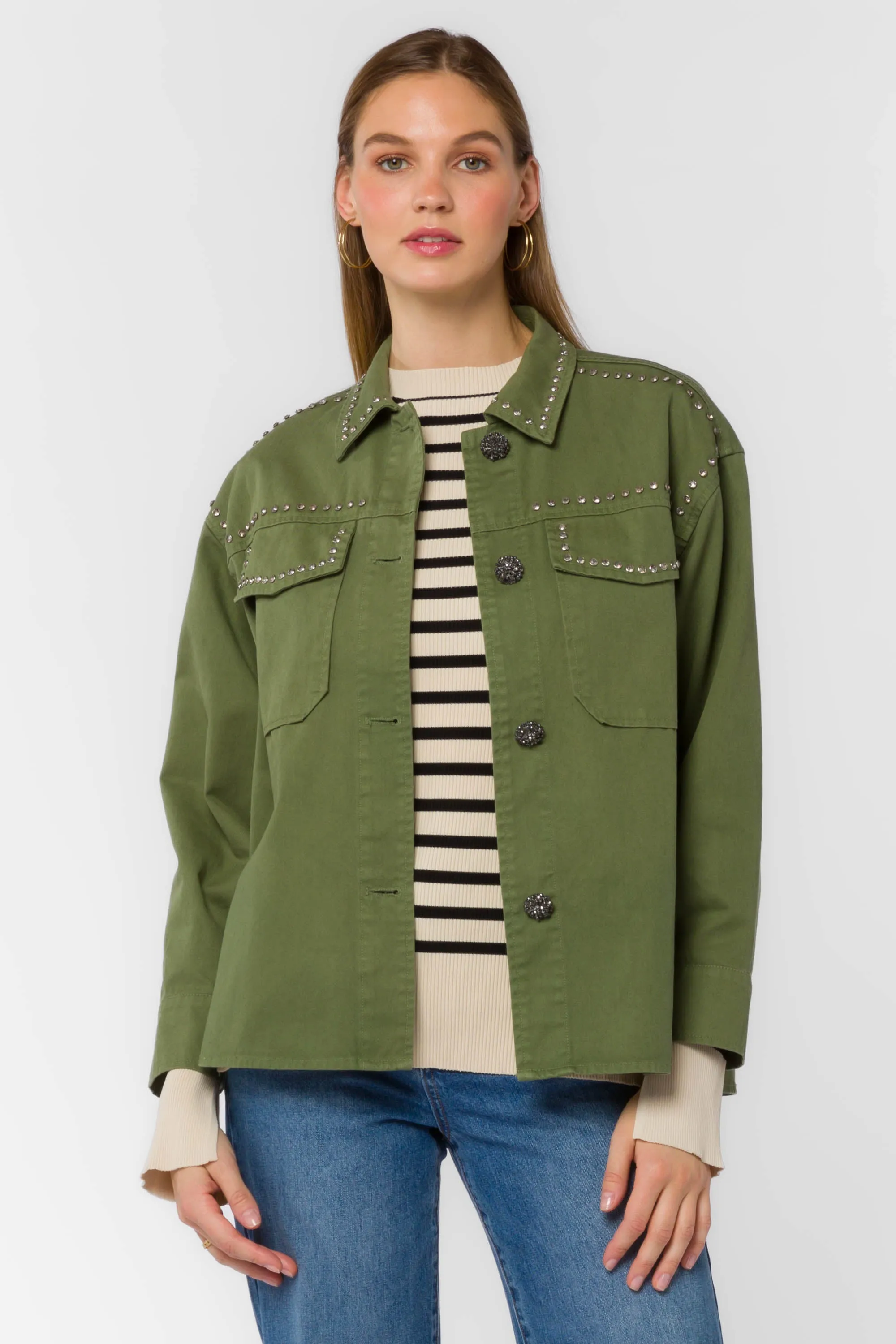 Odette Olive Studs Jacket