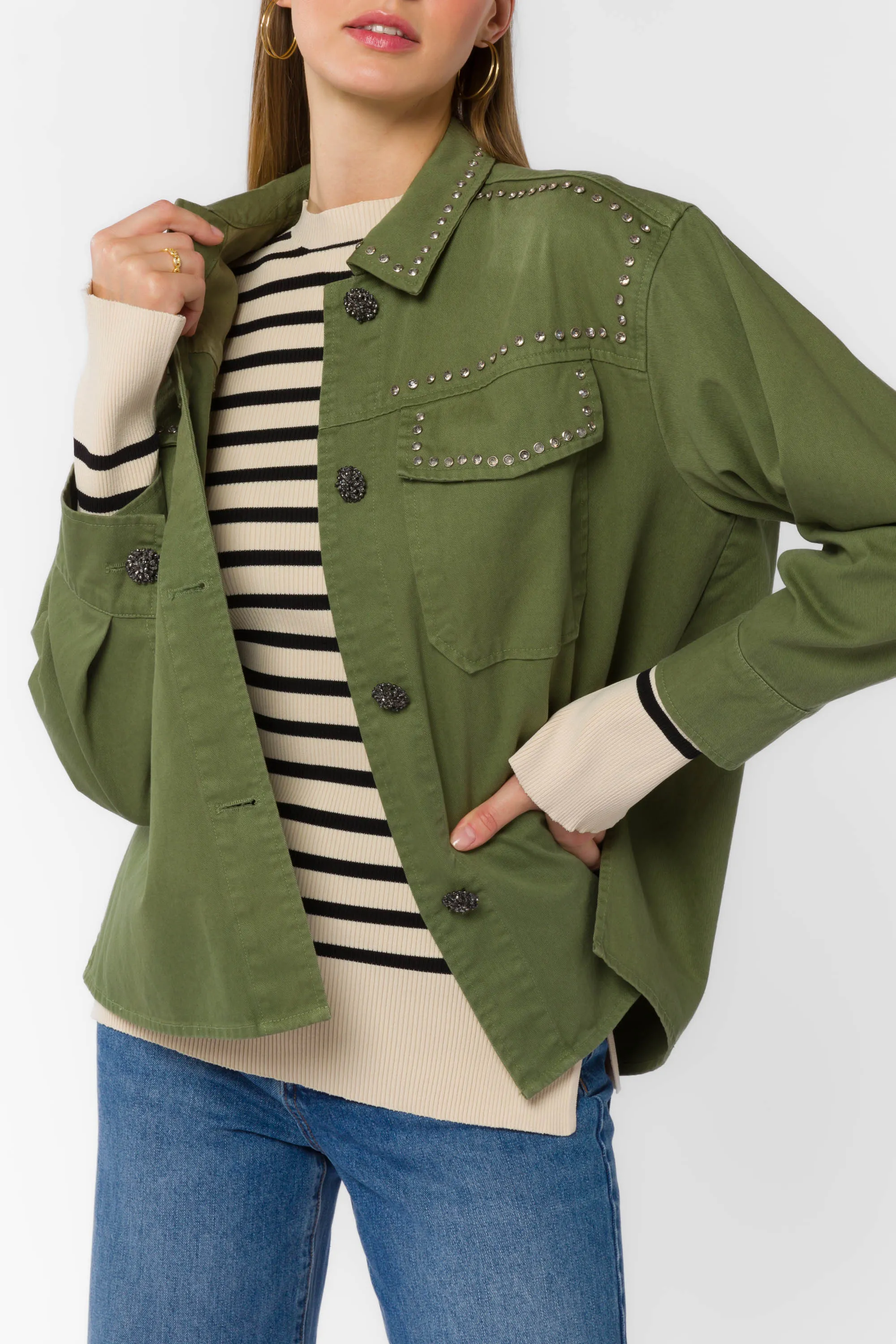 Odette Olive Studs Jacket