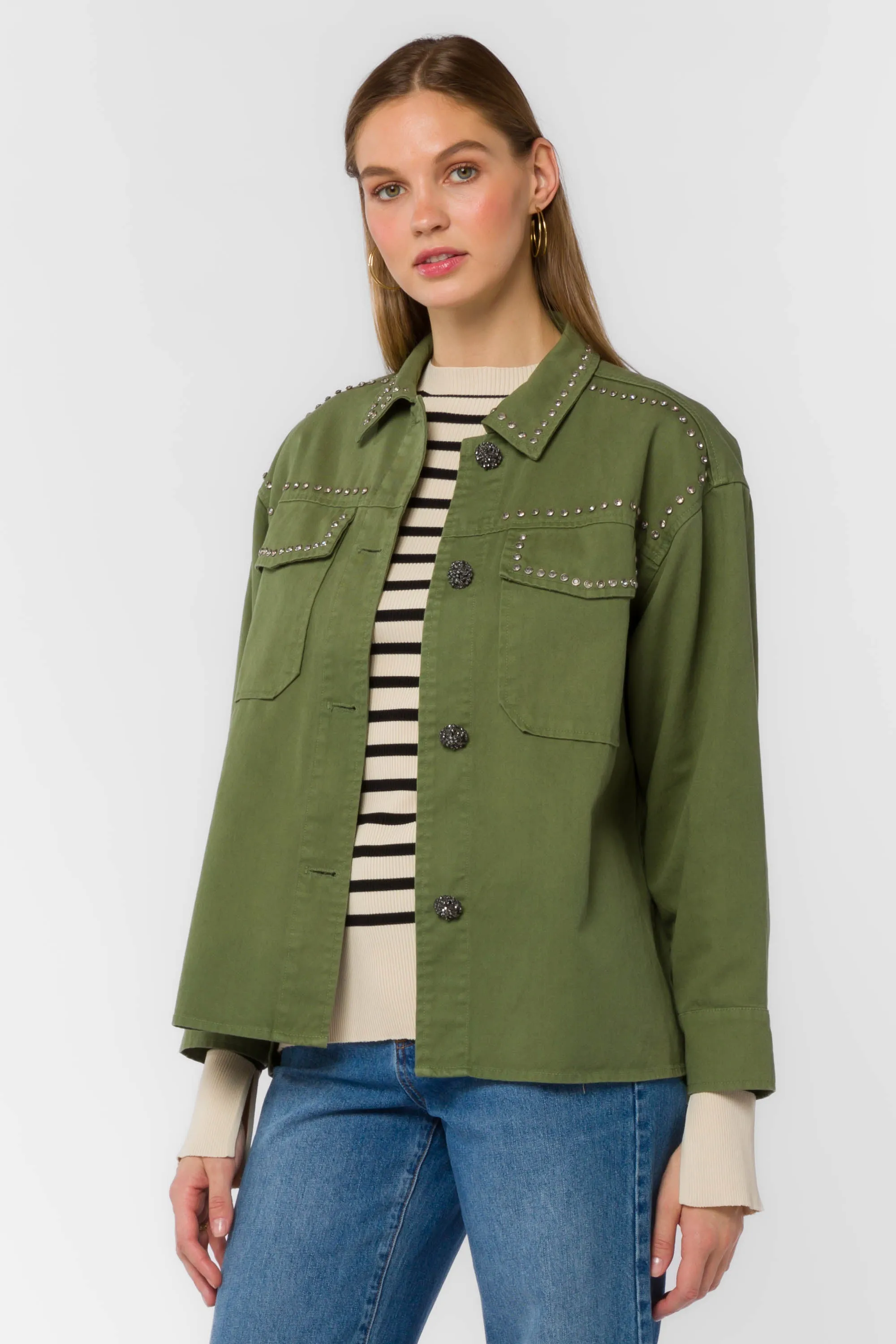 Odette Olive Studs Jacket