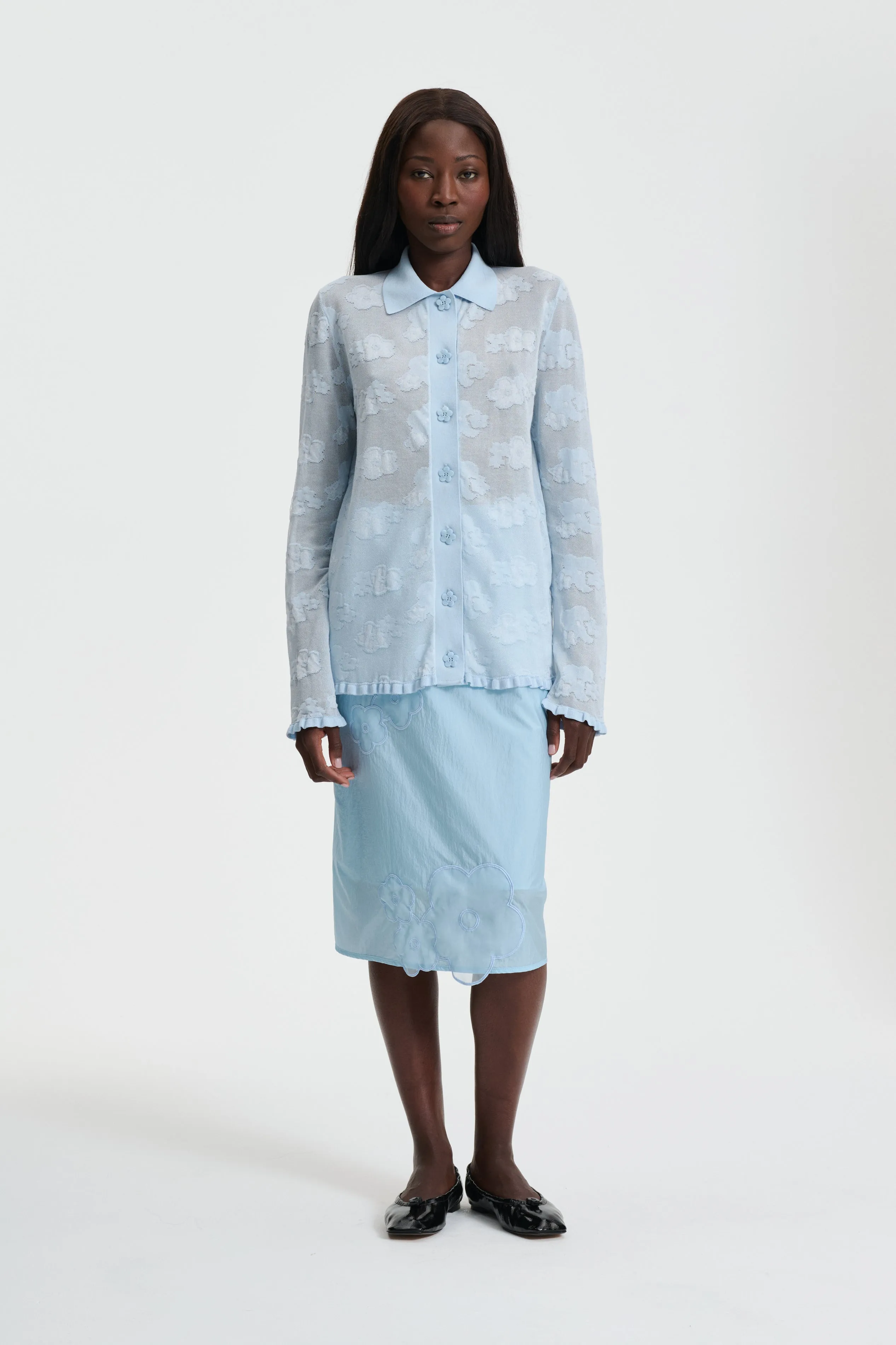 PETRA | CARDIGAN JACQUARD KNIT LIGHT BLUE