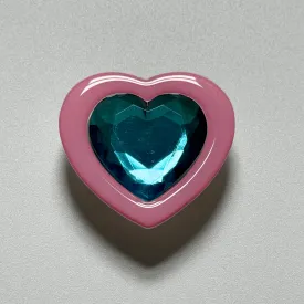 Pink & Blue Heart Crystal Phone Grip