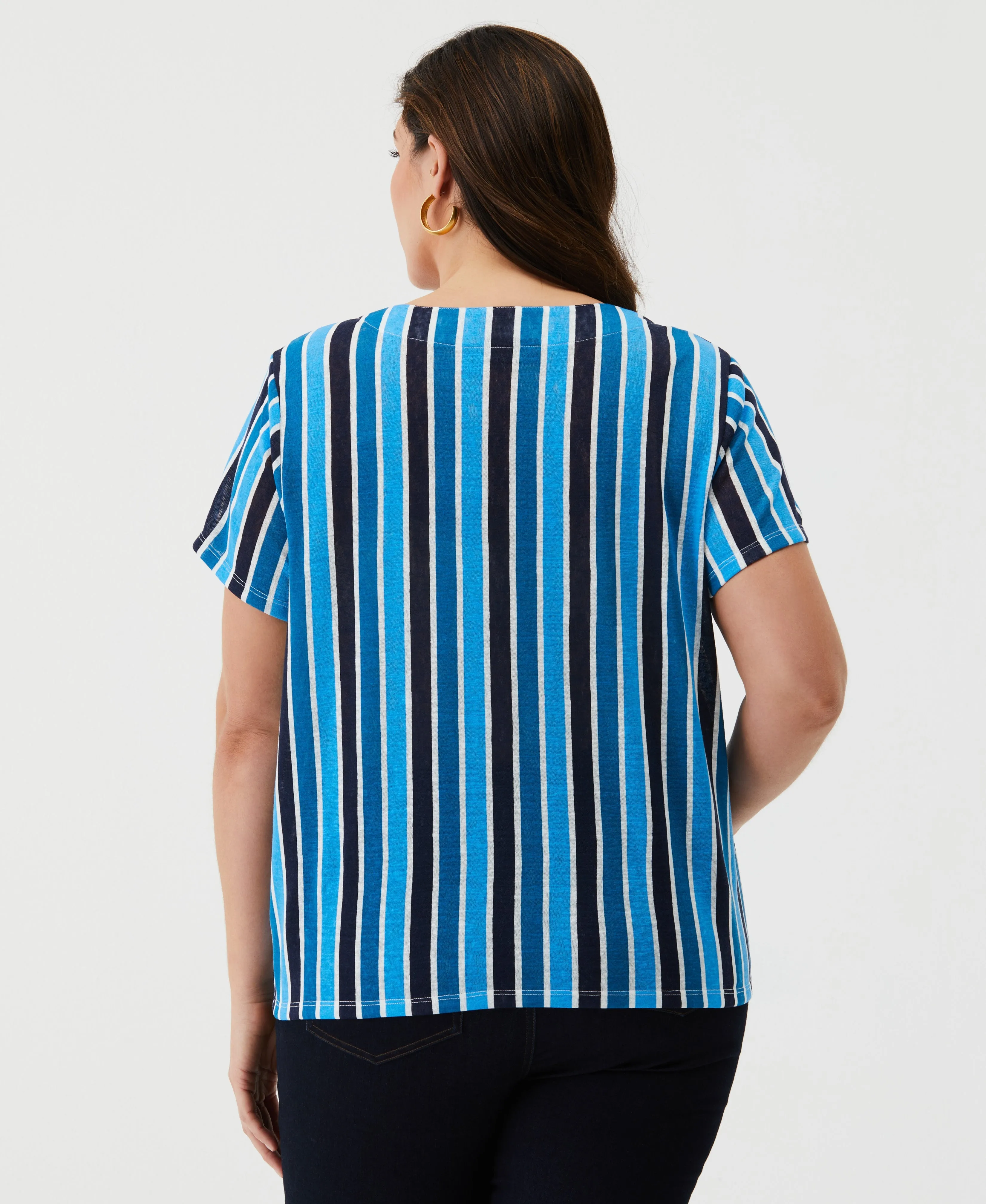 Eco-Friendly Plus Size Striped Lace-Up Tee