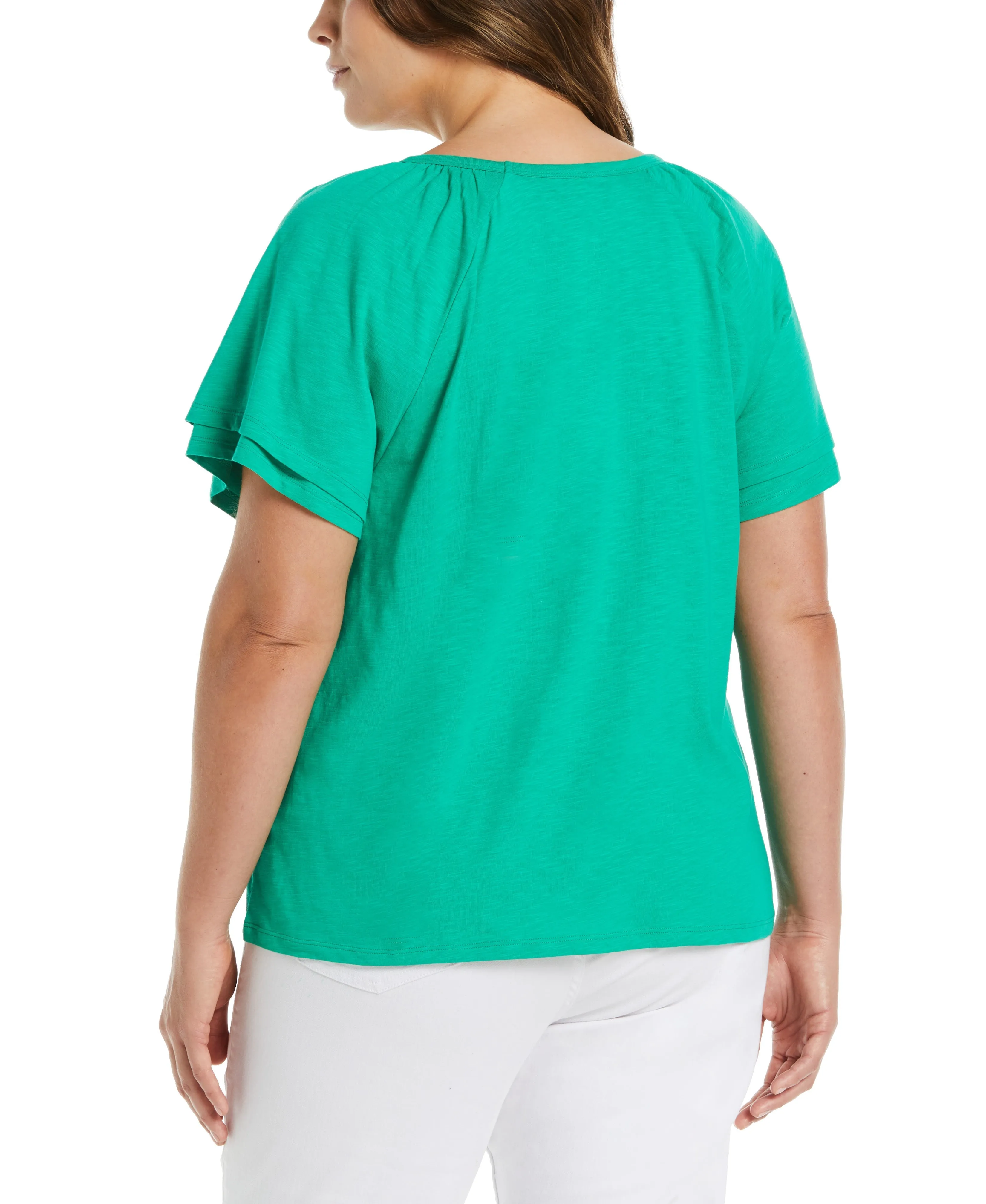 Plus Size Flutter Raglan Sleeve Tee