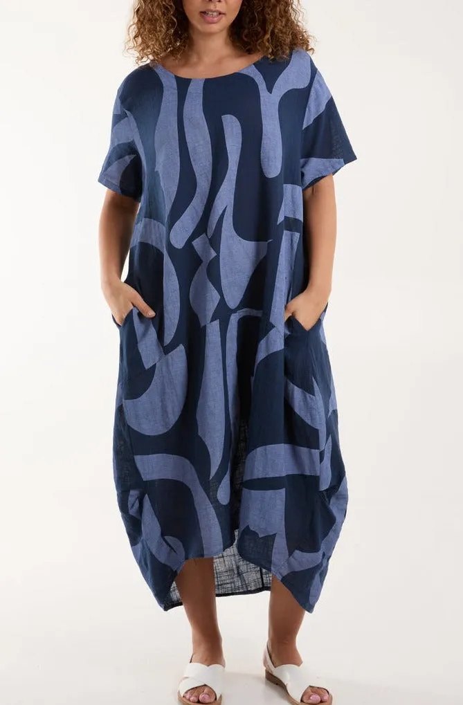 Pure Cotton Cocoon Midi Dress with Pockets