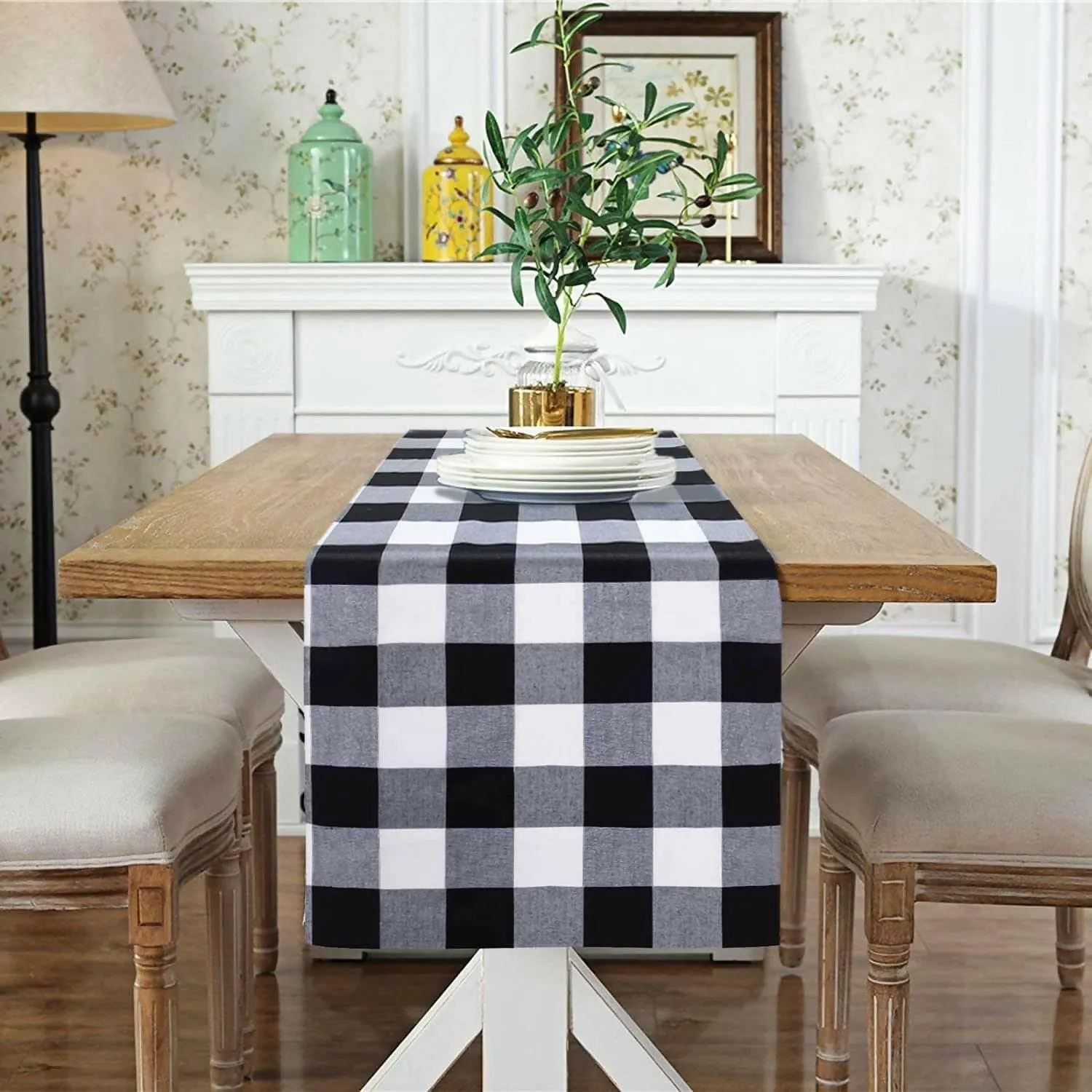 "Elegant Buffalo Check Table Runner Set - Perfect for Dining & Coffee Tables, 13x120 inches"