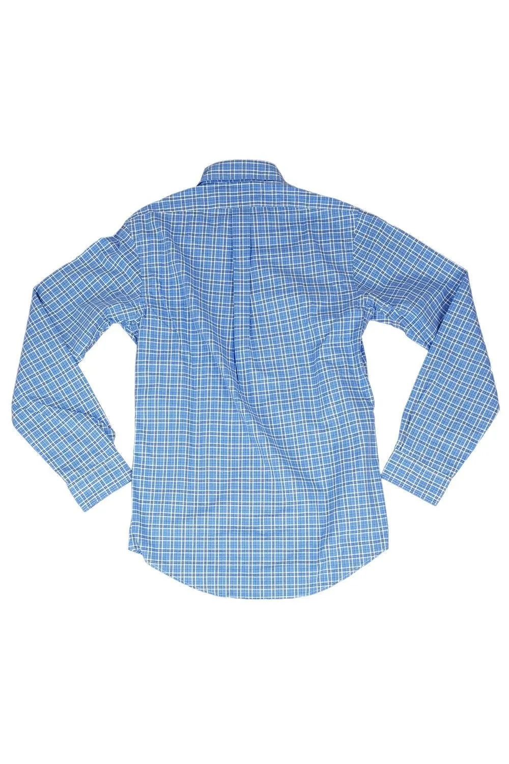 RALPH LAUREN Polo Men's Checked Blue Long Sleeved Shirt (S)