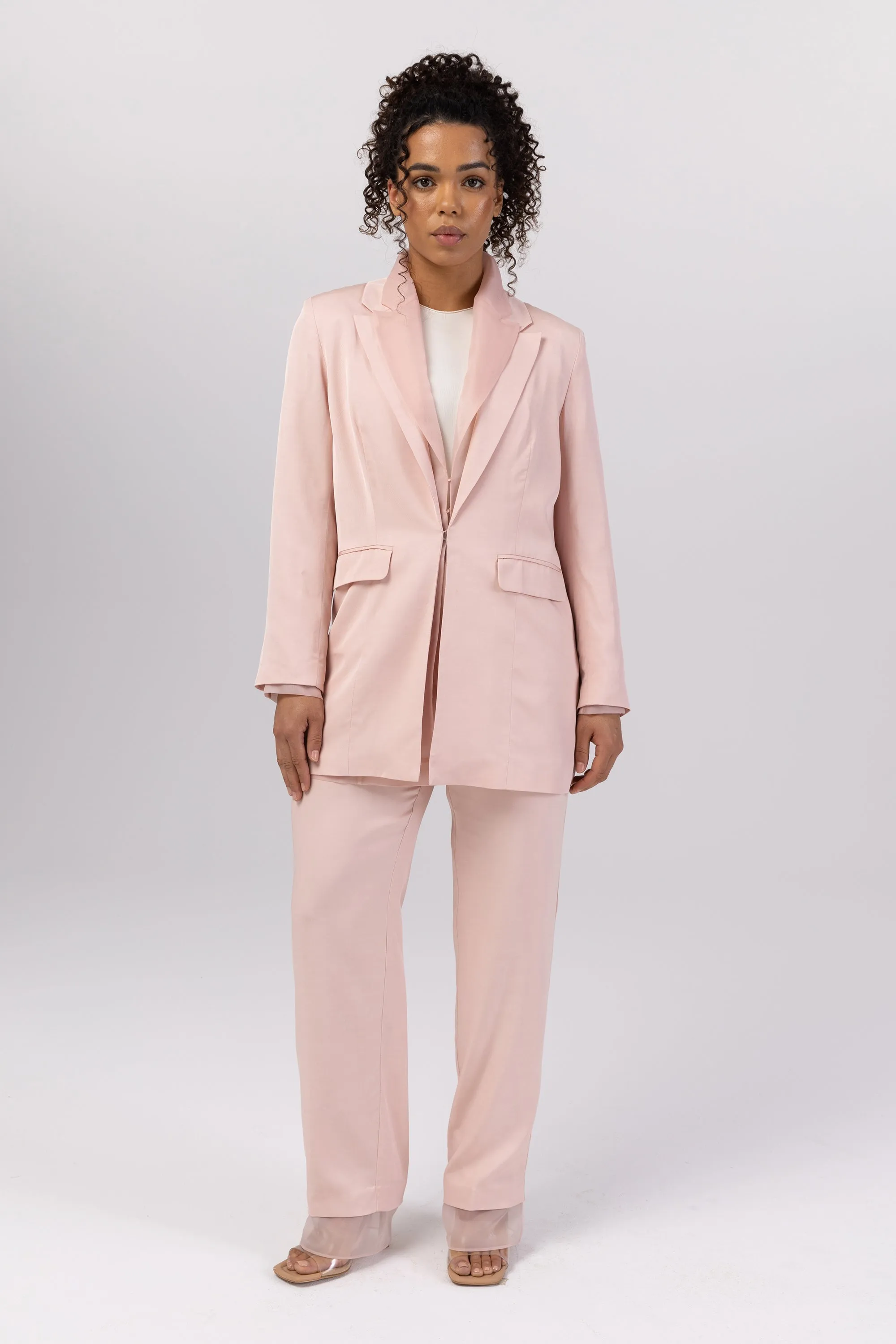 Rayan Organza Two Piece Blazer - Sepia Rose