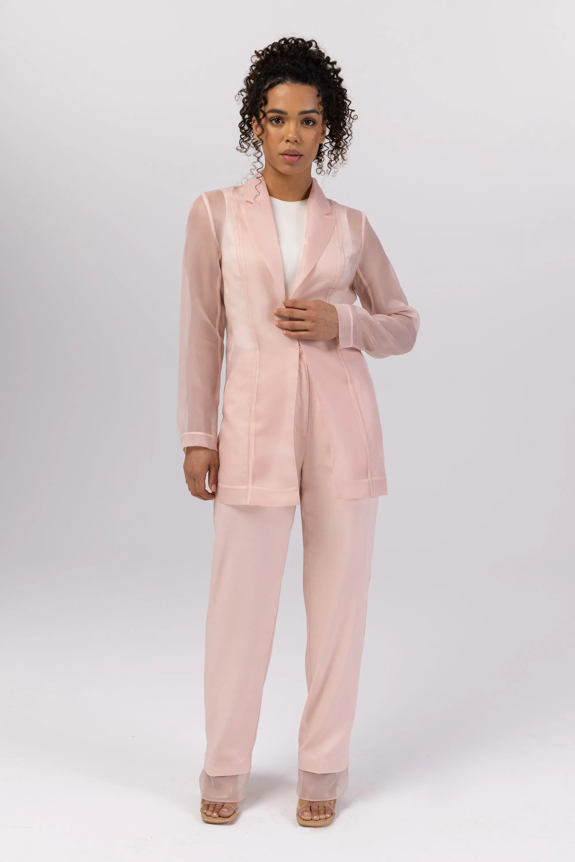 Rayan Organza Two Piece Blazer - Sepia Rose