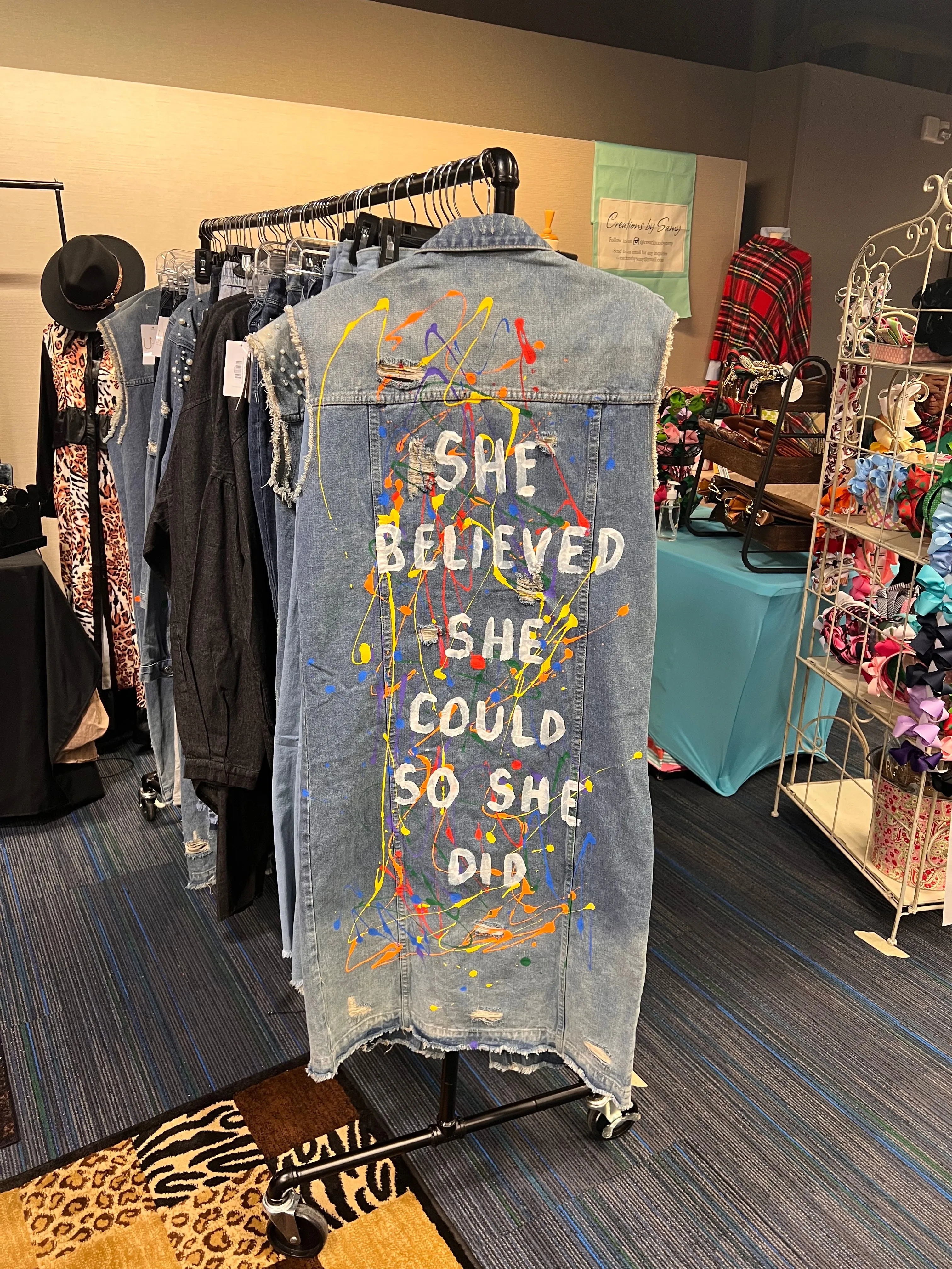 She Believed Distressed Denim Duster Vest