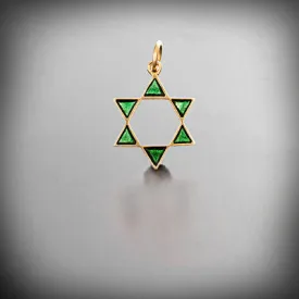 Small star of David pendant, open shape, gold or silver with enamel