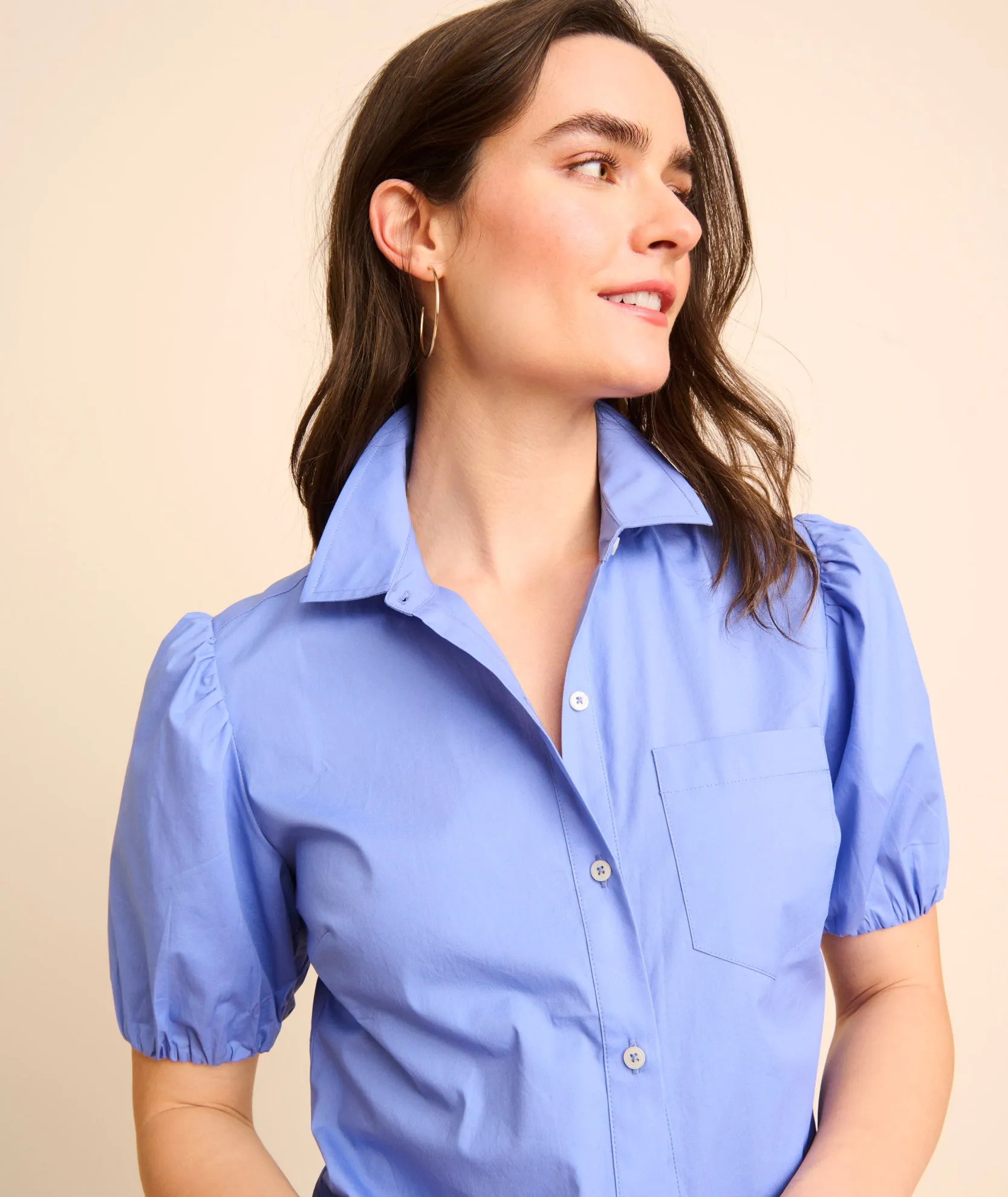 Stretch Cotton Short-Sleeve Gail Shirt