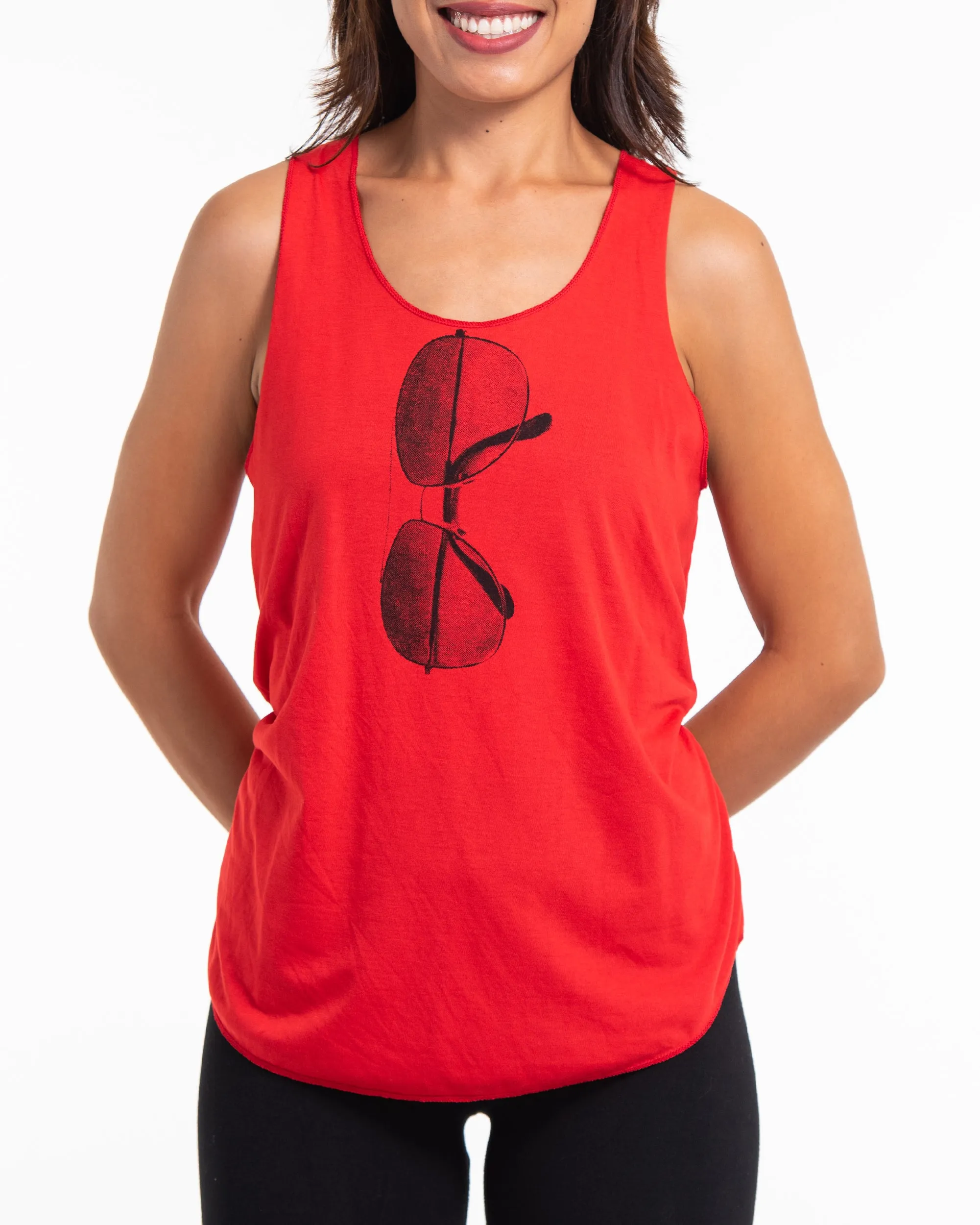 Super Soft Cotton Womens Sunglasses Tank Top in Red