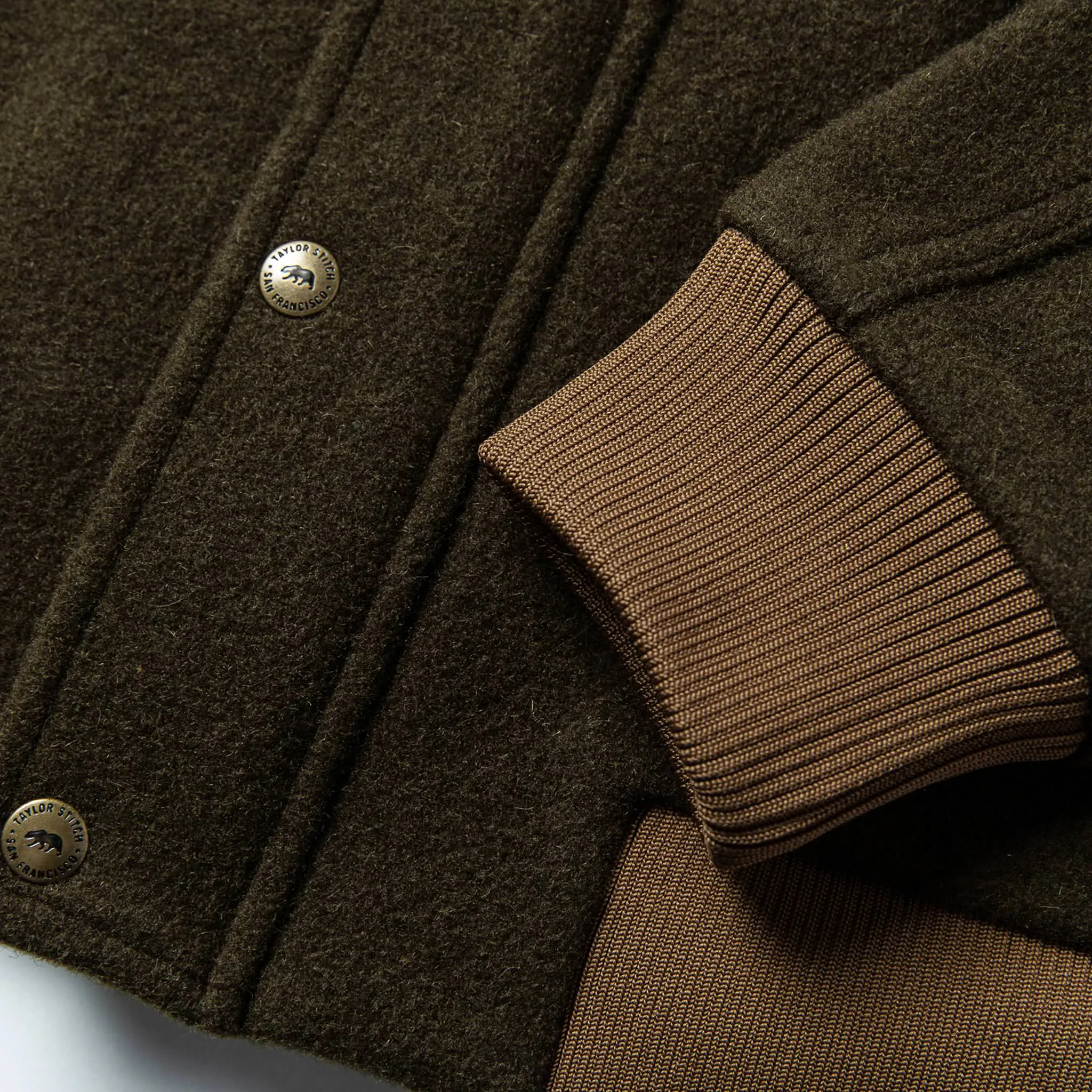 The Bomber Jacket in Olive Wool