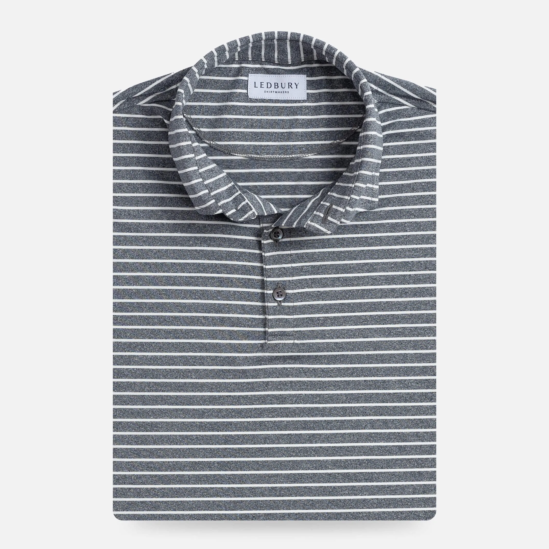 The Dark Blue Heather Dover Jersey Stripe Custom Polo