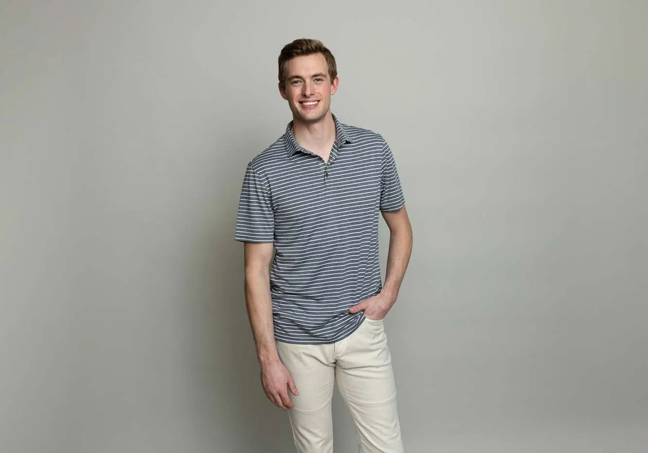 The Dark Blue Heather Dover Jersey Stripe Custom Polo