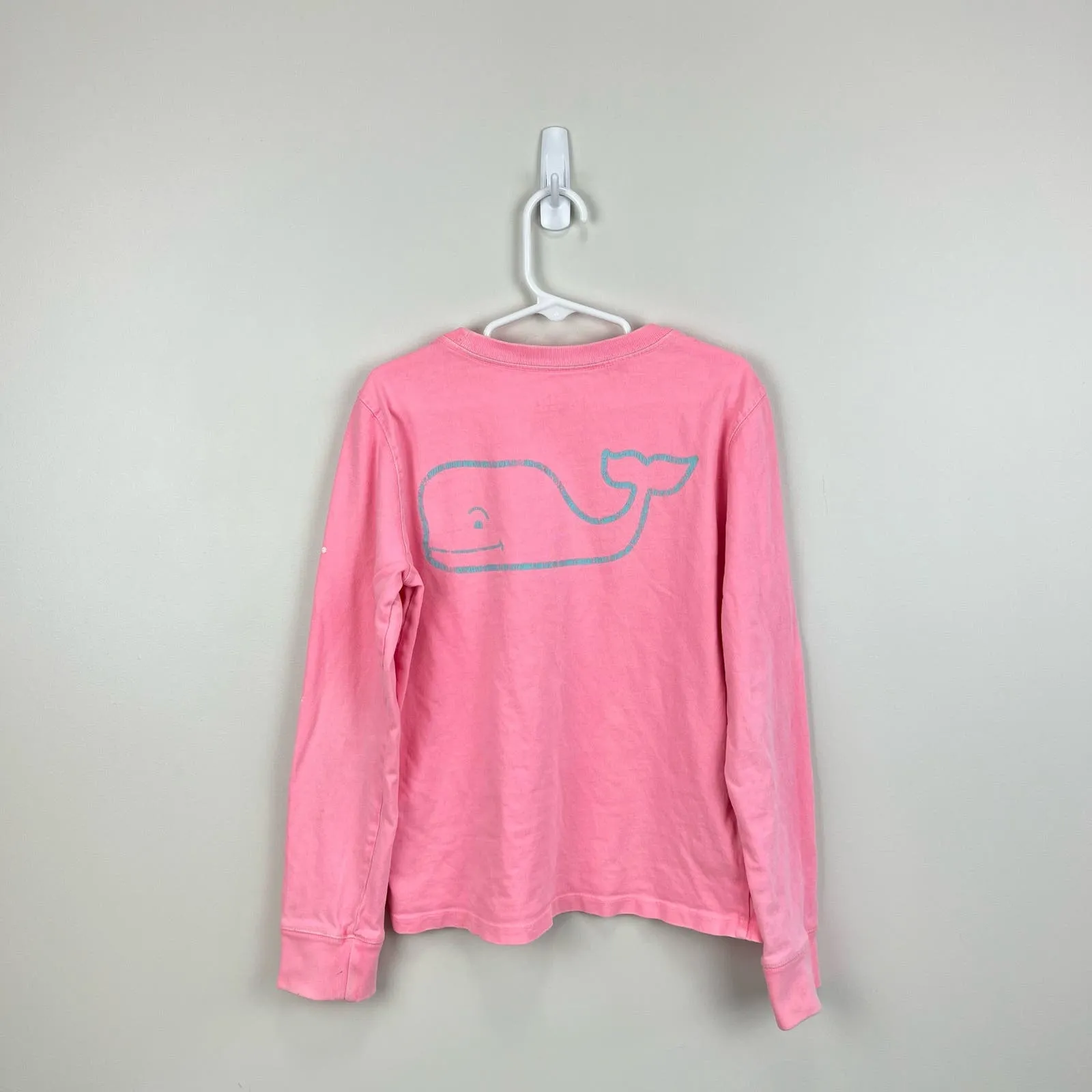 Vineyard Vines Long Sleeve Pink Pocket Whale Tee Small 7-8