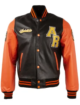 VZH7 Men's Varsity Jacket - Black/Orange