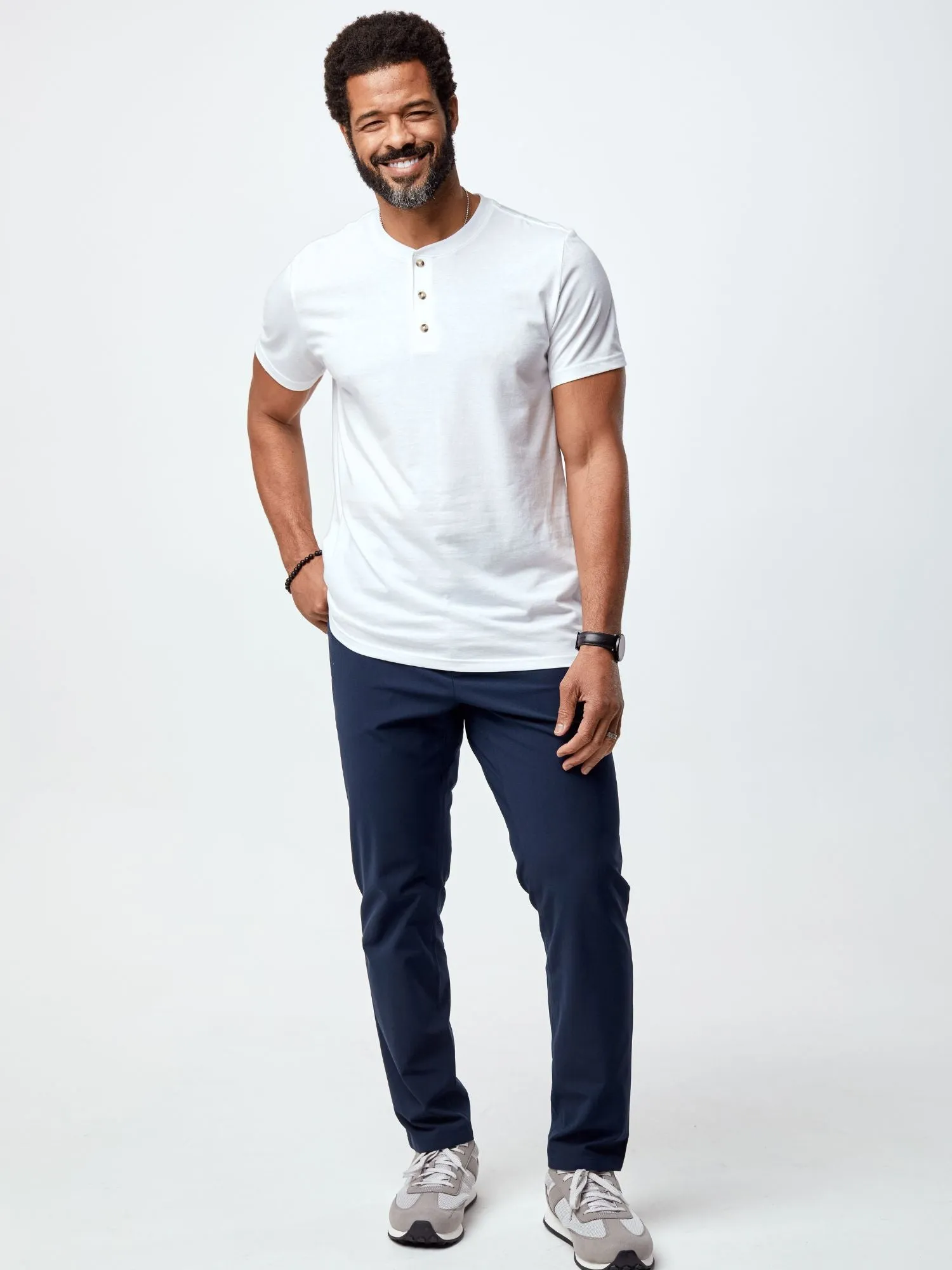 White Short Sleeve Henley