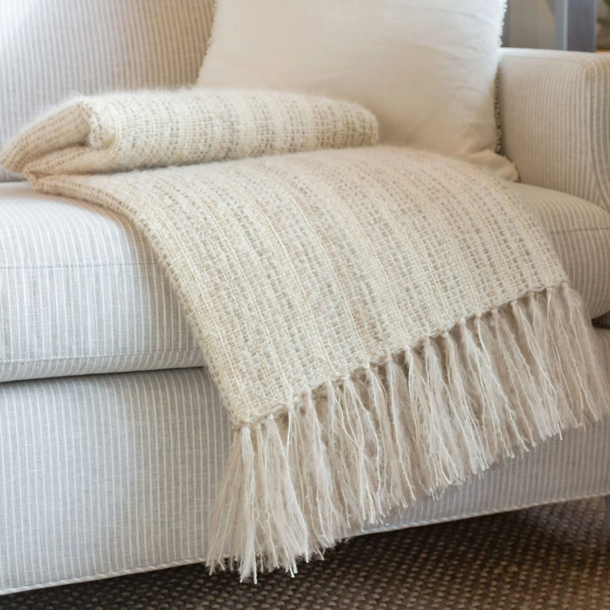 Windswept Ivory Handwoven Multi-Fiber Throw