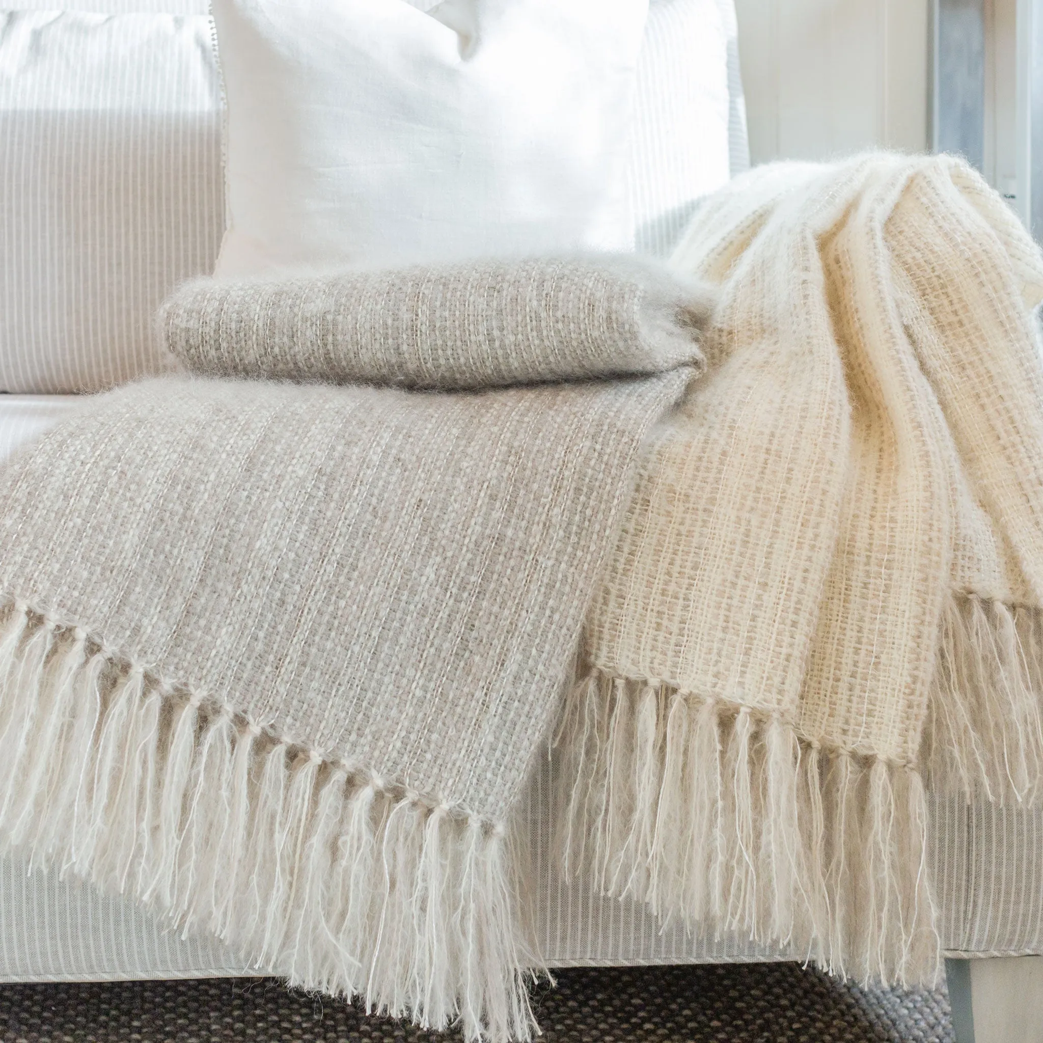 Windswept Ivory Handwoven Multi-Fiber Throw