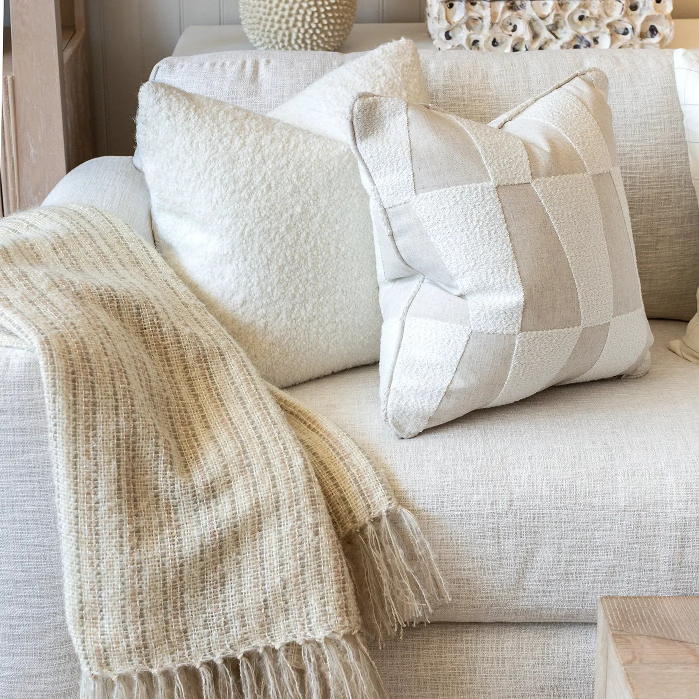 Windswept Ivory Handwoven Multi-Fiber Throw