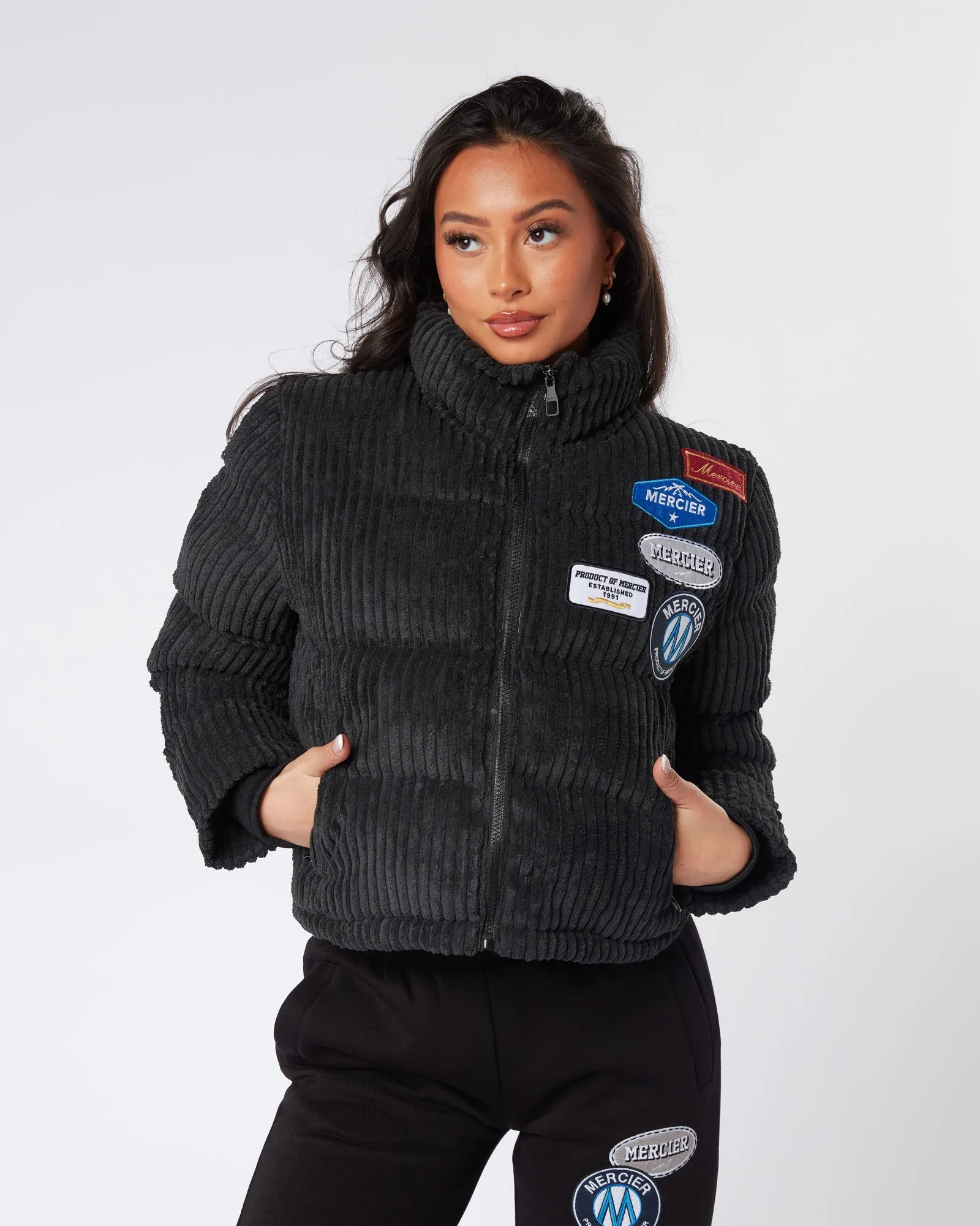 Womens Cord Black OG Badge Jacket