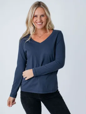 Women's Odyssey Blue Long Sleeve V-Neck