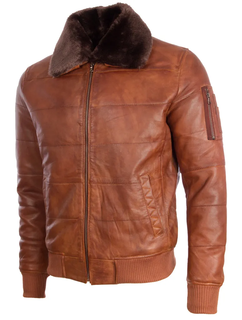 ZADV Men's Puffer Fur Aviator Bomber Jacket - Nevada Timber